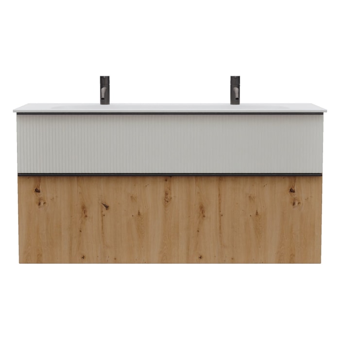 burgbad Fiumo 2.0 Mineralguss-Waschtisch mit Waschtischunterschrank 122 cm, mit Griff G0200
