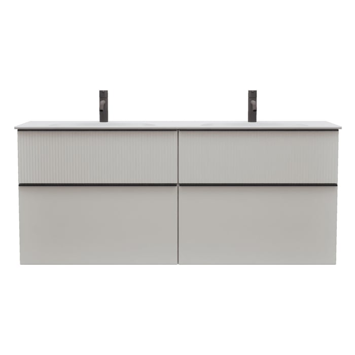 burgbad Fiumo 2.0 Mineralguss-Waschtisch mit Waschtischunterschrank 142 cm, mit Griff G0200