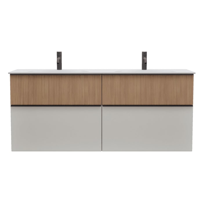 burgbad Fiumo 2.0 Mineralguss-Waschtisch mit Waschtischunterschrank 142 cm, mit Griff G0200