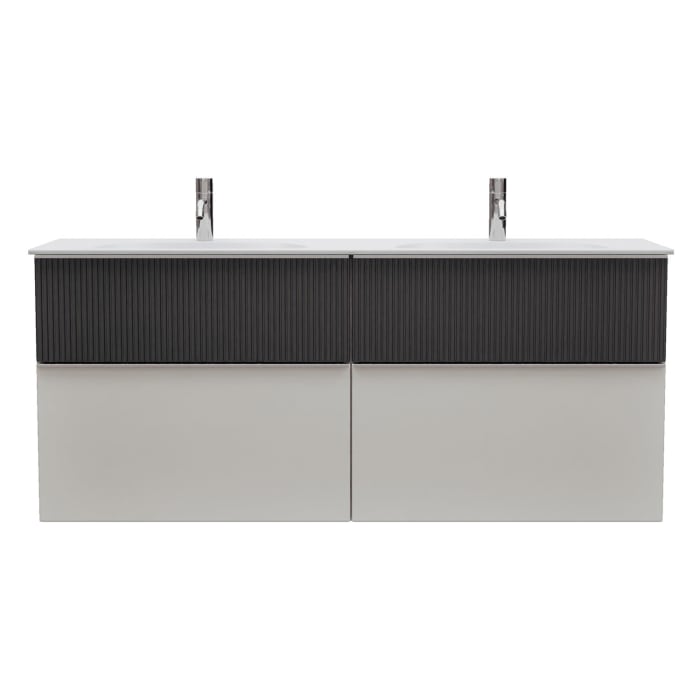 burgbad Fiumo 2.0 Mineralguss-Waschtisch mit Waschtischunterschrank 142 cm, mit Griff G0146