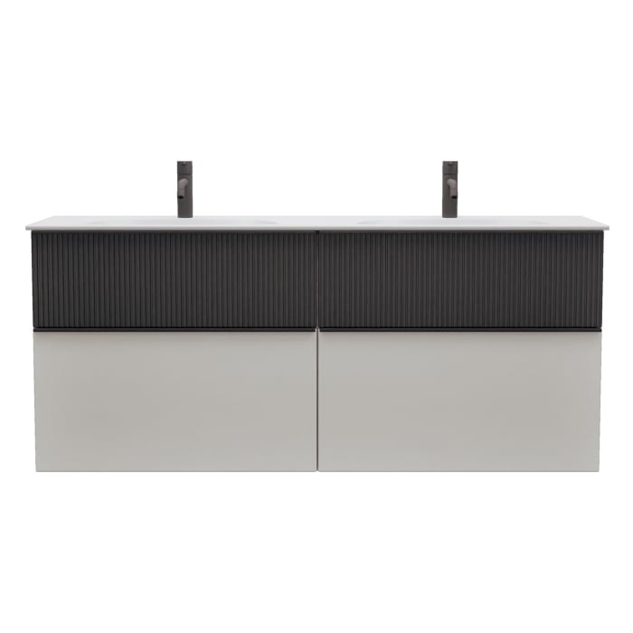 burgbad Fiumo 2.0 Mineralguss-Waschtisch mit Waschtischunterschrank 142 cm, mit Griff G0200