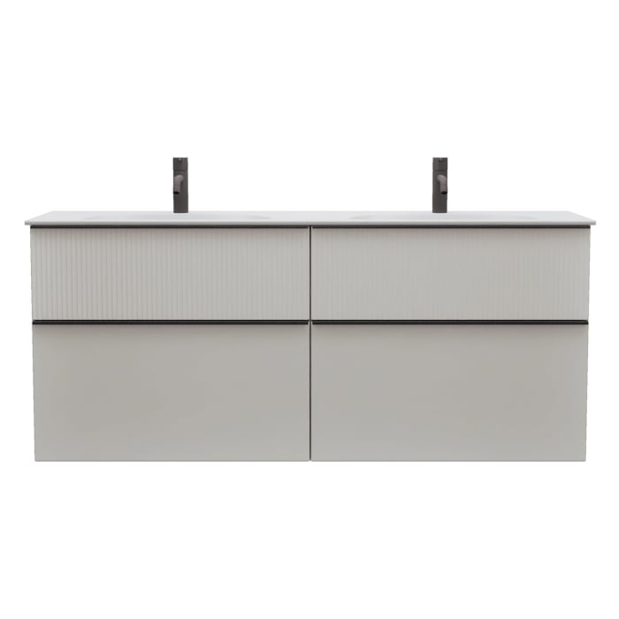 burgbad Fiumo 2.0 Mineralguss-Waschtisch mit Waschtischunterschrank 142 cm, mit Griff G0200