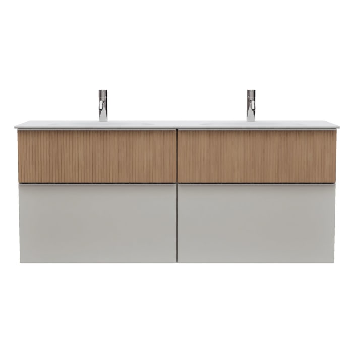 burgbad Fiumo 2.0 Mineralguss-Waschtisch mit Waschtischunterschrank 142 cm, mit Griff G0146