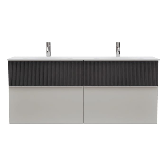 burgbad Fiumo 2.0 Mineralguss-Waschtisch mit Waschtischunterschrank 142 cm, mit Griff G0146