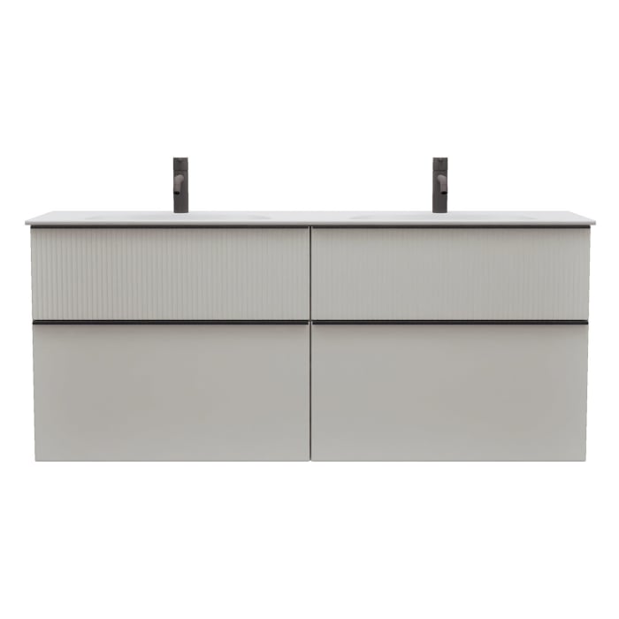 burgbad Fiumo 2.0 Mineralguss-Waschtisch mit Waschtischunterschrank 142 cm, mit Griff G0200