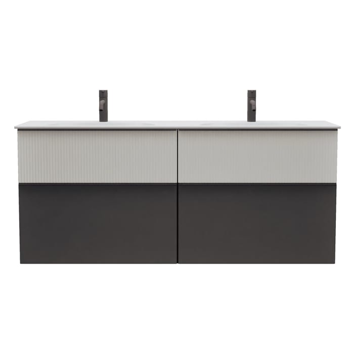 burgbad Fiumo 2.0 Mineralguss-Waschtisch mit Waschtischunterschrank 142 cm, mit Griff G0200