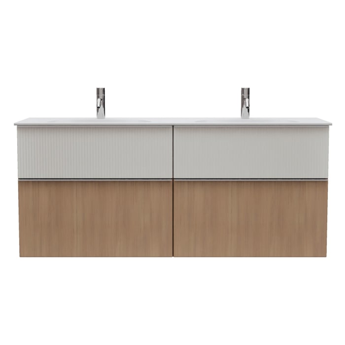 burgbad Fiumo 2.0 Mineralguss-Waschtisch mit Waschtischunterschrank 142 cm, mit Griff G0146