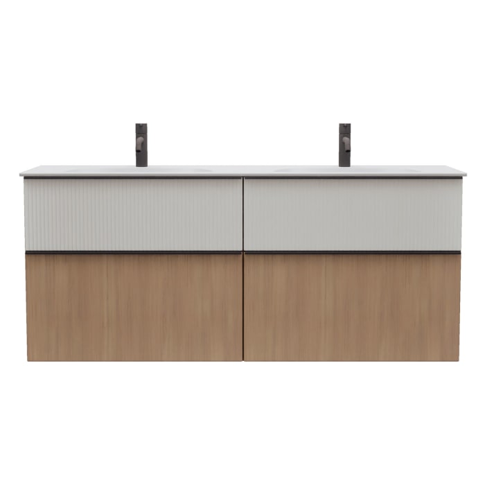 burgbad Fiumo 2.0 Mineralguss-Waschtisch mit Waschtischunterschrank 142 cm, mit Griff G0200