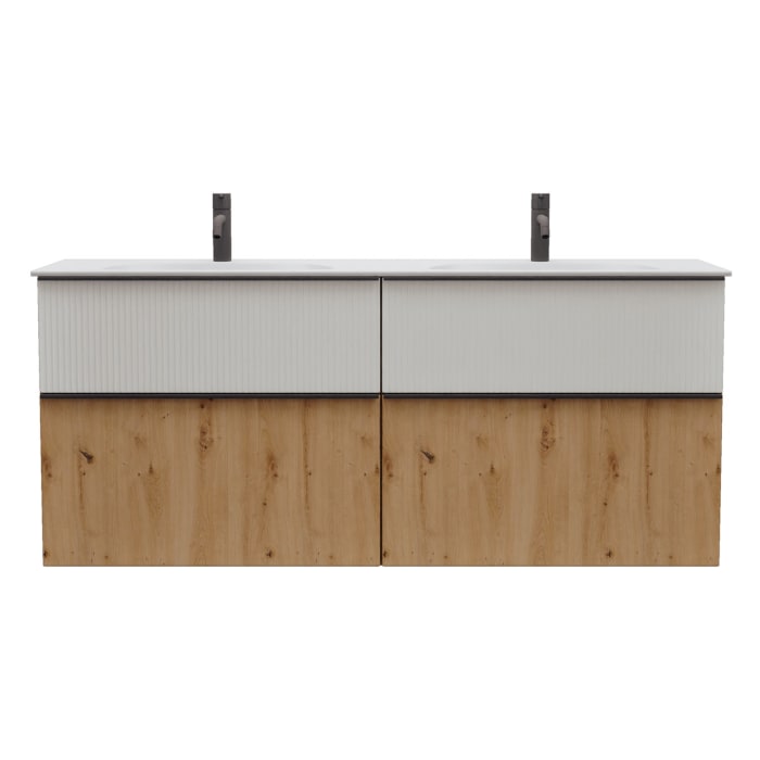 burgbad Fiumo 2.0 Mineralguss-Waschtisch mit Waschtischunterschrank 142 cm, mit Griff G0200