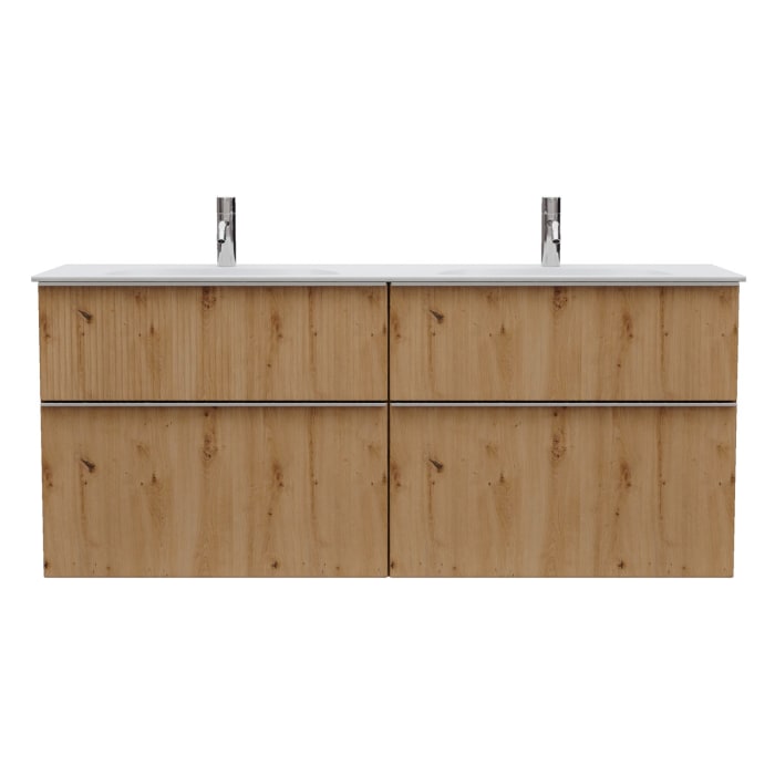 burgbad Fiumo 2.0 Mineralguss-Waschtisch mit Waschtischunterschrank 142 cm, mit Griff G0146