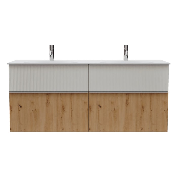 burgbad Fiumo 2.0 Mineralguss-Waschtisch mit Waschtischunterschrank 142 cm, mit Griff G0146