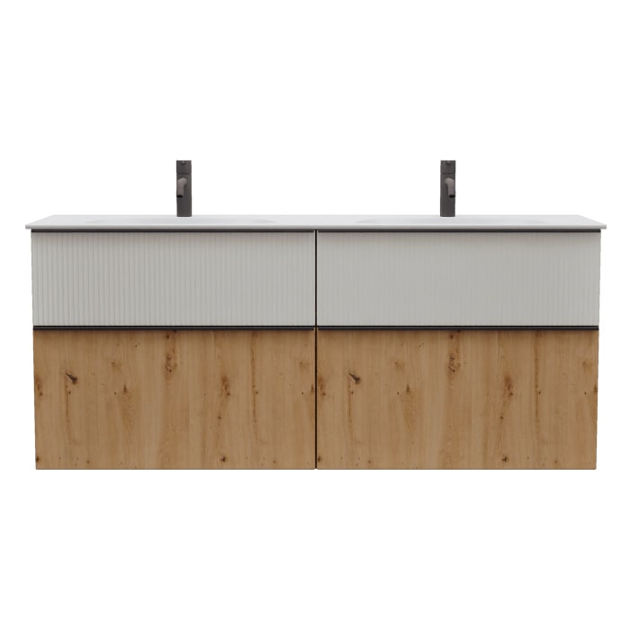 burgbad Fiumo 2.0 Mineralguss-Waschtisch mit Waschtischunterschrank 142 cm, mit Griff G0200