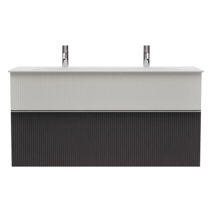 burgbad Fiumo 2.0 Mineralguss-Waschtisch mit Waschtischunterschrank 122 cm, mit Griff G0146