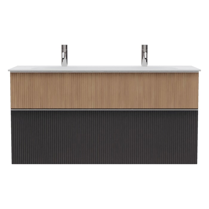 burgbad Fiumo 2.0 Mineralguss-Waschtisch mit Waschtischunterschrank 122 cm, mit Griff G0146
