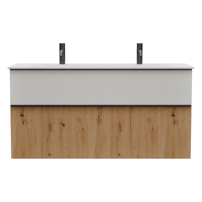 burgbad Fiumo 2.0 Mineralguss-Waschtisch mit Waschtischunterschrank 122 cm, mit Griff G0200