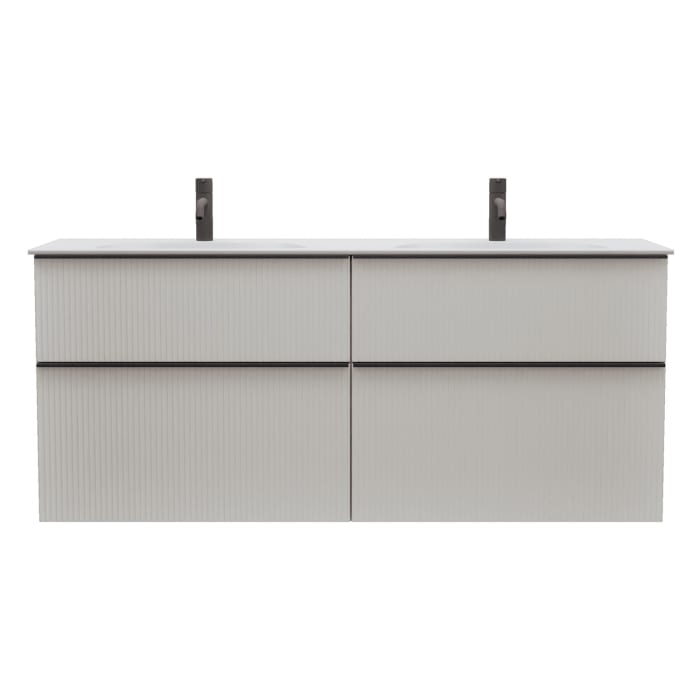 burgbad Fiumo 2.0 Mineralguss-Waschtisch mit Waschtischunterschrank 142 cm, mit Griff G0200