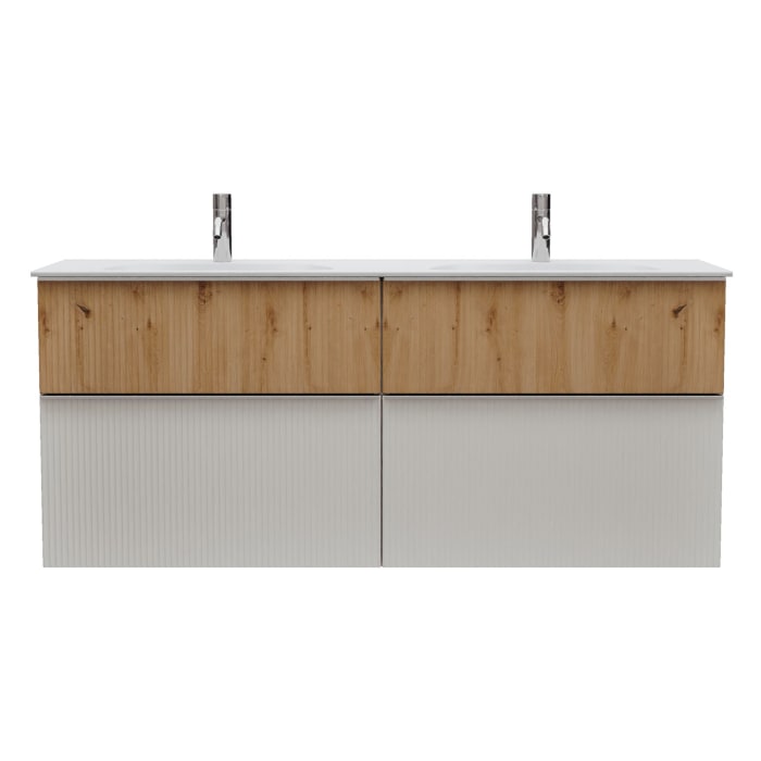 burgbad Fiumo 2.0 Mineralguss-Waschtisch mit Waschtischunterschrank 142 cm, mit Griff G0146