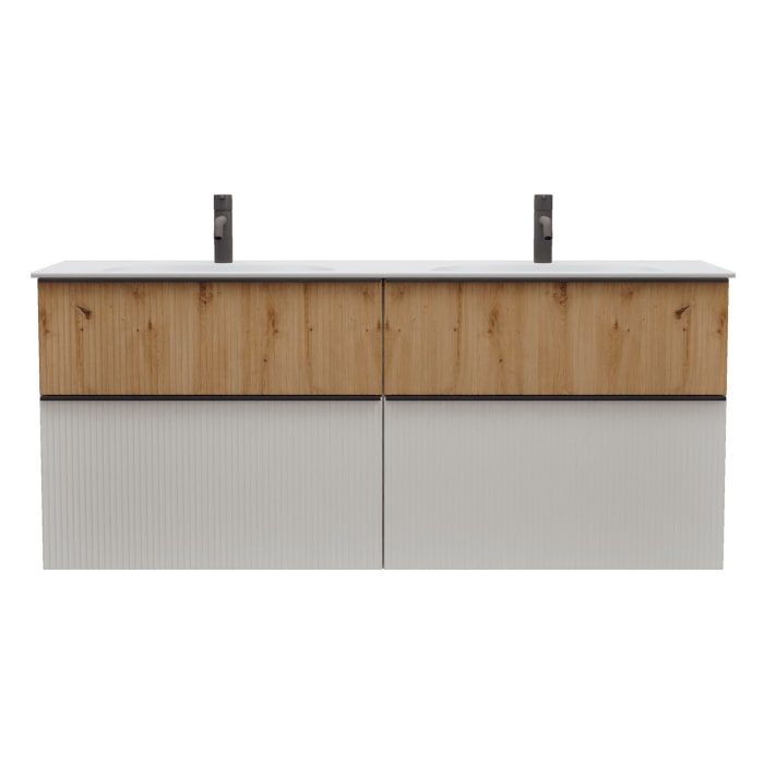 burgbad Fiumo 2.0 Mineralguss-Waschtisch mit Waschtischunterschrank 142 cm, mit Griff G0200