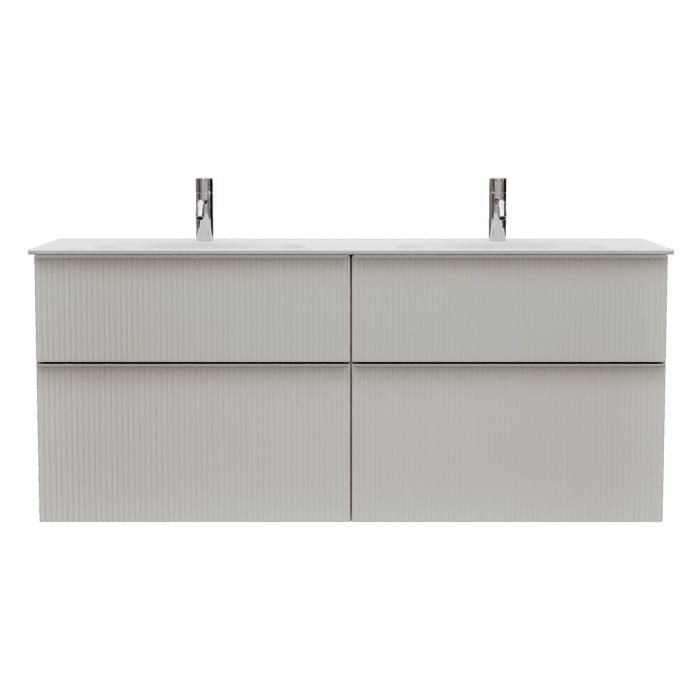 burgbad Fiumo 2.0 Mineralguss-Waschtisch mit Waschtischunterschrank 142 cm, mit Griff G0146