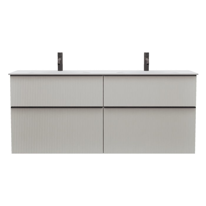 burgbad Fiumo 2.0 Mineralguss-Waschtisch mit Waschtischunterschrank 142 cm, mit Griff G0200
