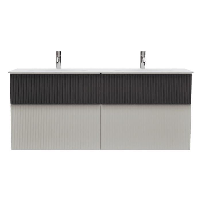 burgbad Fiumo 2.0 Mineralguss-Waschtisch mit Waschtischunterschrank 142 cm, mit Griff G0146