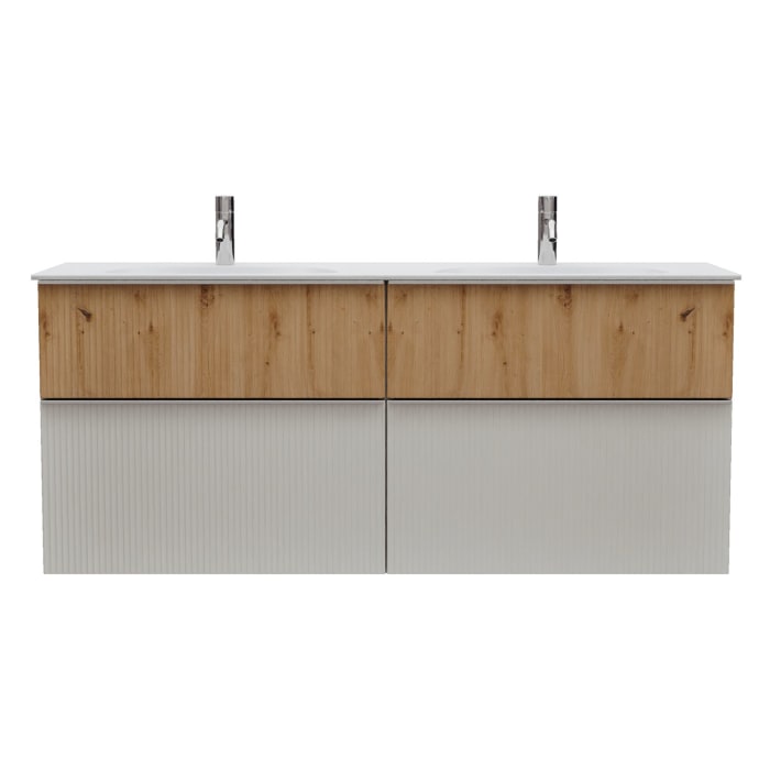 burgbad Fiumo 2.0 Mineralguss-Waschtisch mit Waschtischunterschrank 142 cm, mit Griff G0146