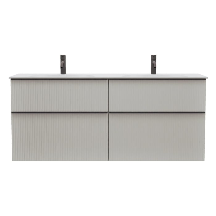 burgbad Fiumo 2.0 Mineralguss-Waschtisch mit Waschtischunterschrank 142 cm, mit Griff G0200