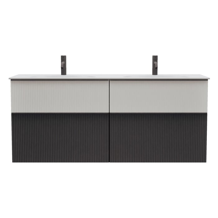 burgbad Fiumo 2.0 Mineralguss-Waschtisch mit Waschtischunterschrank 142 cm, mit Griff G0200