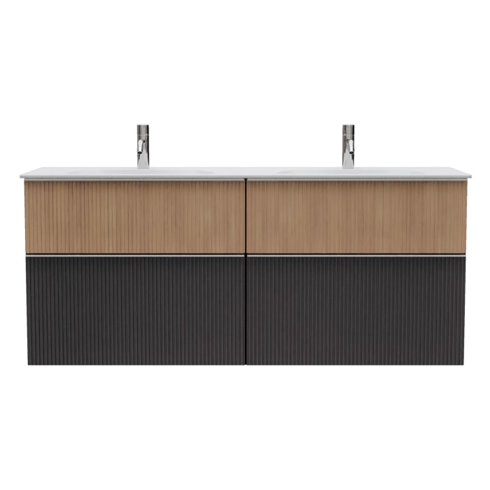 burgbad Fiumo 2.0 Mineralguss-Waschtisch mit Waschtischunterschrank 142 cm, mit Griff G0146