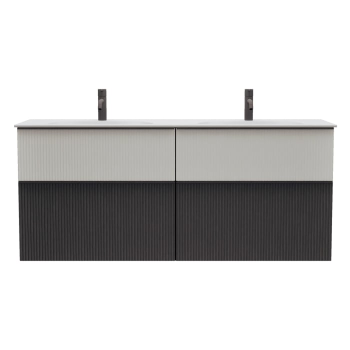 burgbad Fiumo 2.0 Mineralguss-Waschtisch mit Waschtischunterschrank 142 cm, mit Griff G0200
