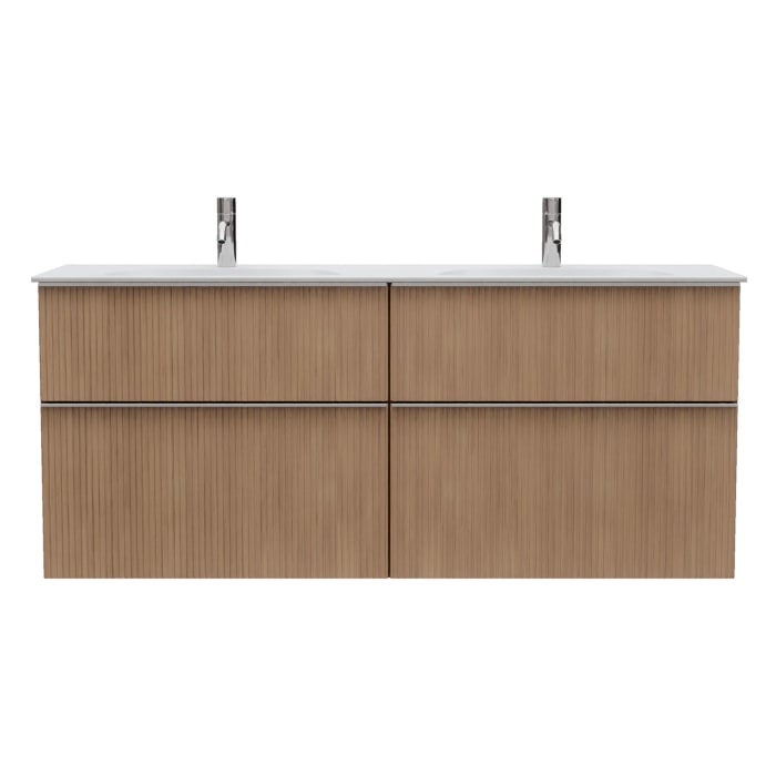 burgbad Fiumo 2.0 Mineralguss-Waschtisch mit Waschtischunterschrank 142 cm, mit Griff G0146