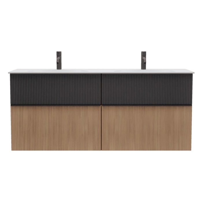 burgbad Fiumo 2.0 Mineralguss-Waschtisch mit Waschtischunterschrank 142 cm, mit Griff G0200