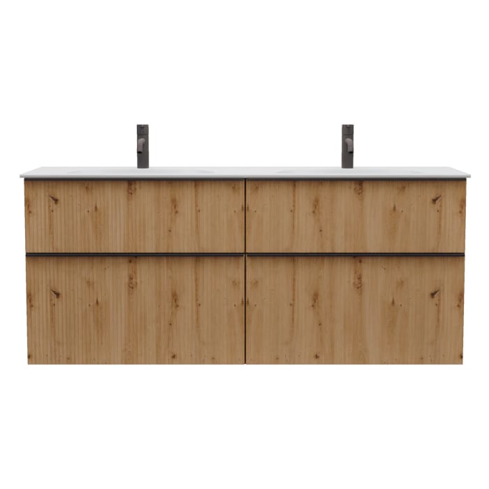 burgbad Fiumo 2.0 Mineralguss-Waschtisch mit Waschtischunterschrank 142 cm, mit Griff G0200