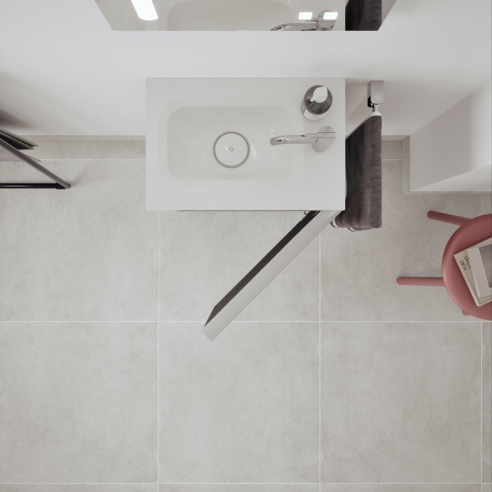 burgbad Fiumo 2.0 Mineralguss-Waschtisch mit Waschtischunterschrank 47 cm, mit Griff G0146