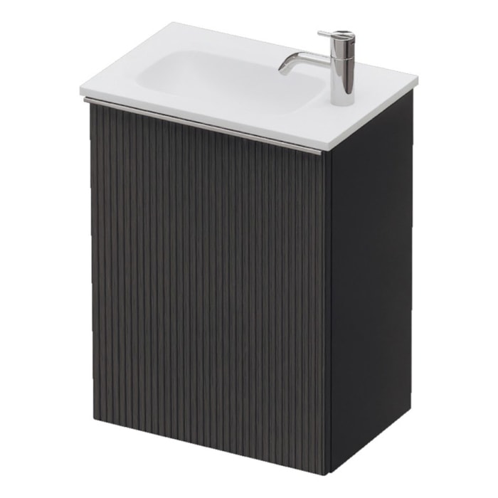 burgbad Fiumo 2.0 Mineralguss-Waschtisch mit Waschtischunterschrank 47 cm, mit Griff G0146