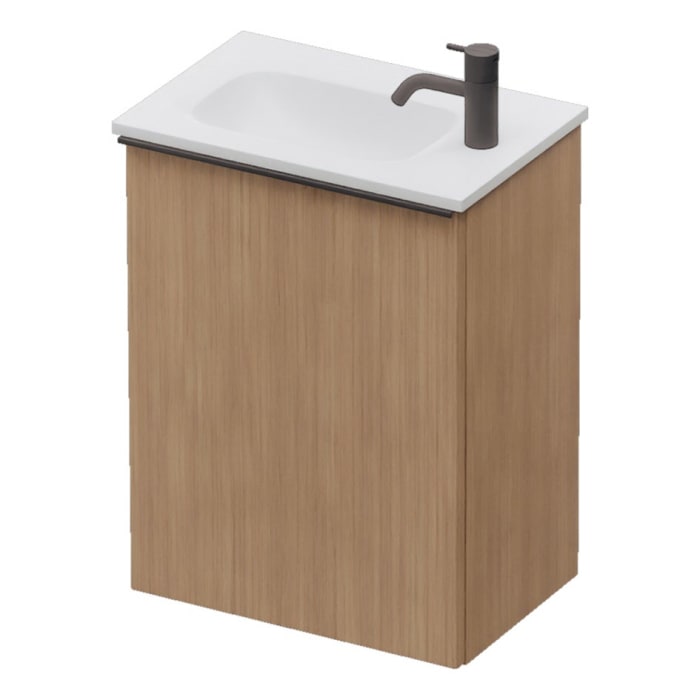 burgbad Fiumo 2.0 Mineralguss-Waschtisch mit Waschtischunterschrank 47 cm, mit Griff G0200