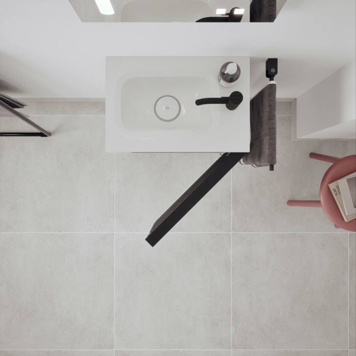 burgbad Fiumo 2.0 Mineralguss-Waschtisch mit Waschtischunterschrank 47 cm, mit Griff G0200