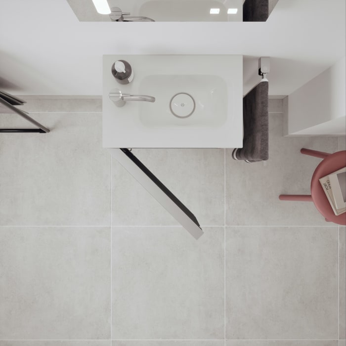 burgbad Fiumo 2.0 Mineralguss-Waschtisch mit Waschtischunterschrank 47 cm, mit Griff G0146