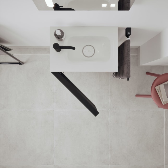 burgbad Fiumo 2.0 Mineralguss-Waschtisch mit Waschtischunterschrank 47 cm, mit Griff G0200