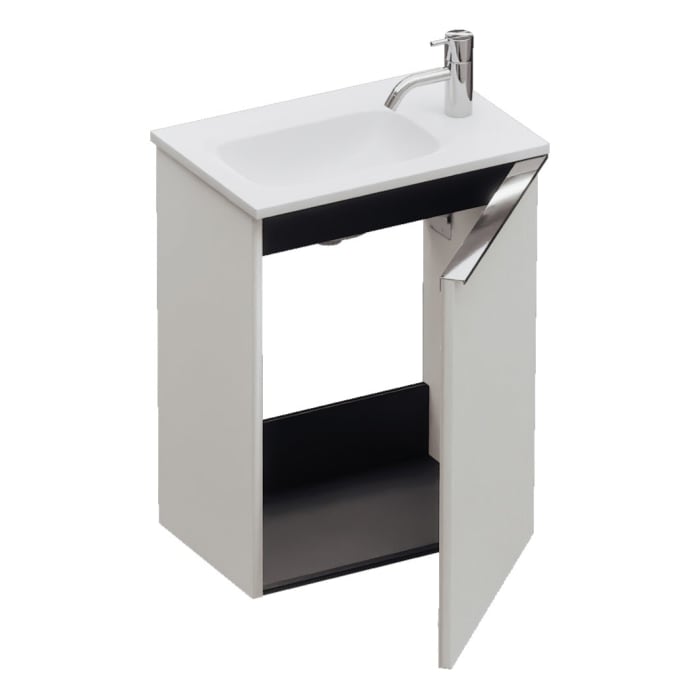 burgbad Fiumo 2.0 Mineralguss-Waschtisch mit Waschtischunterschrank 47 cm, mit Griff G0146