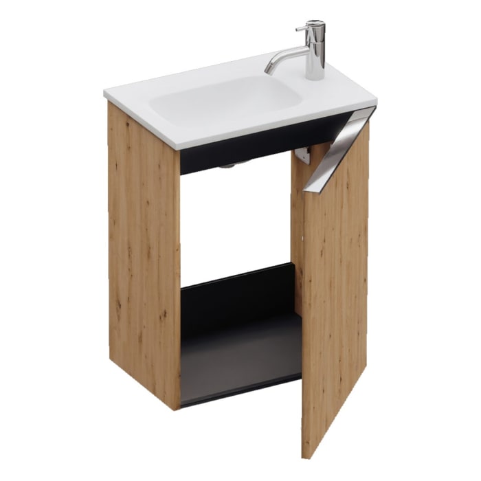 burgbad Fiumo 2.0 Mineralguss-Waschtisch mit Waschtischunterschrank 47 cm, mit Griff G0146