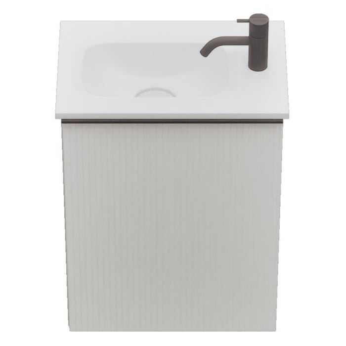 burgbad Fiumo 2.0 Mineralguss-Waschtisch mit Waschtischunterschrank 47 cm, mit Griff G0200