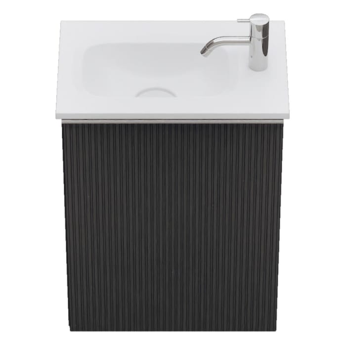 burgbad Fiumo 2.0 Mineralguss-Waschtisch mit Waschtischunterschrank 47 cm, mit Griff G0146