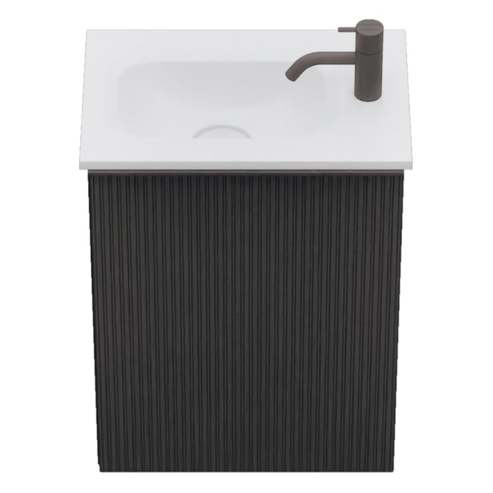 burgbad Fiumo 2.0 Mineralguss-Waschtisch mit Waschtischunterschrank 47 cm, mit Griff G0200