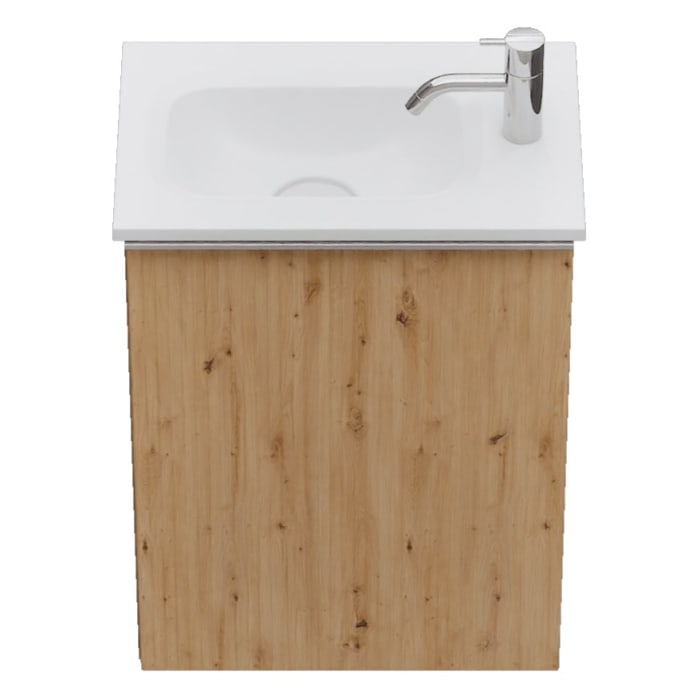 burgbad Fiumo 2.0 Mineralguss-Waschtisch mit Waschtischunterschrank 47 cm, mit Griff G0146