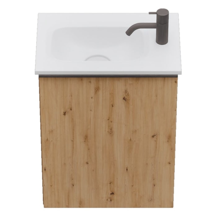 burgbad Fiumo 2.0 Mineralguss-Waschtisch mit Waschtischunterschrank 47 cm, mit Griff G0200