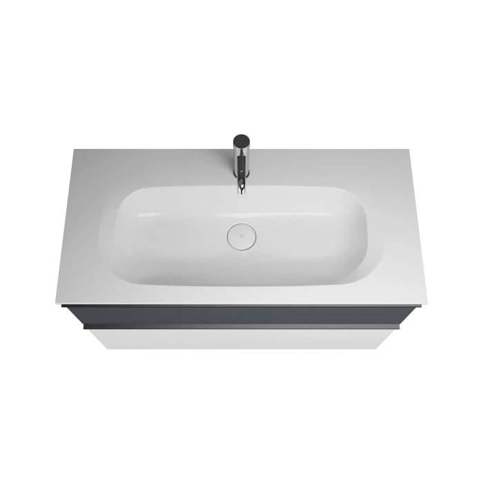 burgbad Fiumo Badmöbel-Set 102 cm mit Waschtisch und Unterschrank  mit Griff G0200 sowie mit Spiegelschrank