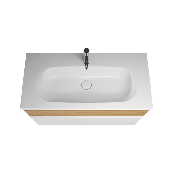 burgbad Fiumo Badmöbel-Set 102 cm mit Waschtisch und Unterschrank  mit Griff G0223 sowie mit Spiegelschrank