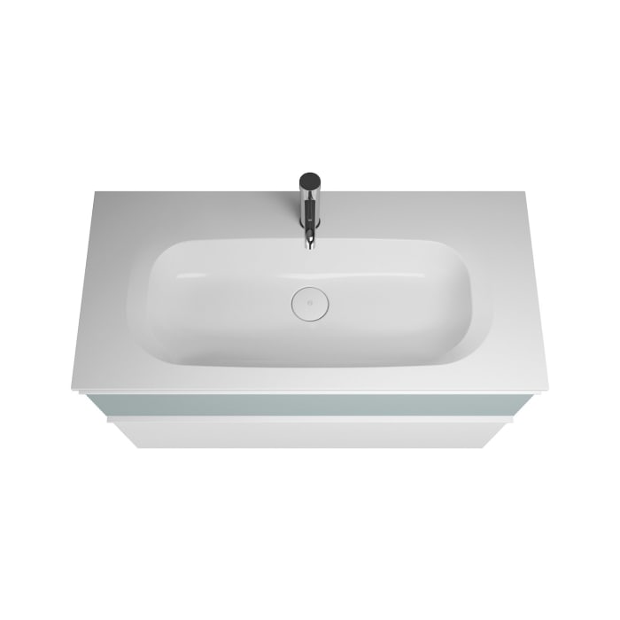 burgbad Fiumo Badmöbel-Set 102 cm mit Waschtisch und Unterschrank  mit Griff G0223 sowie mit Spiegelschrank