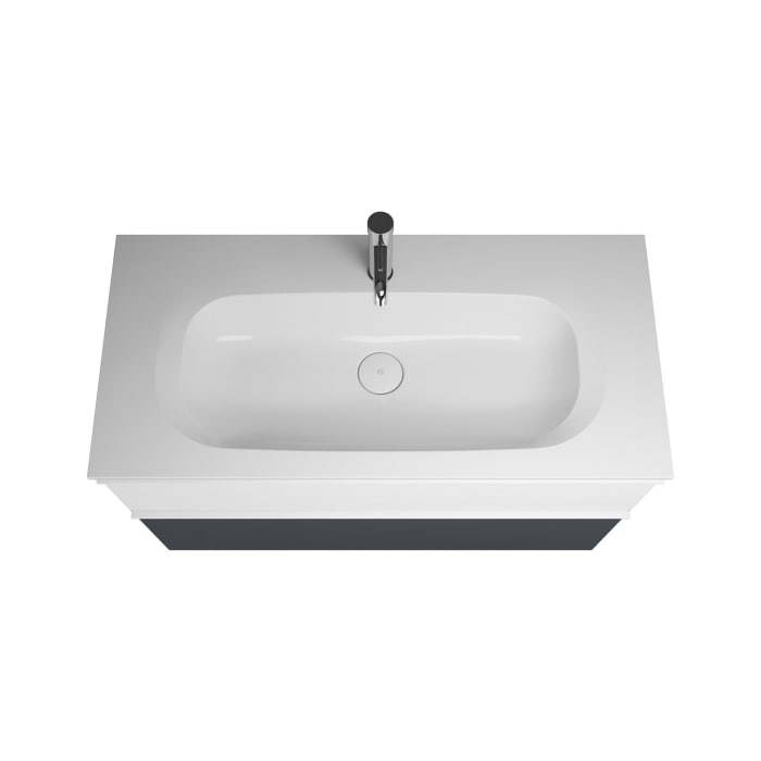 burgbad Fiumo Badmöbel-Set 102 cm mit Waschtisch und Unterschrank  mit Griff G0223 sowie mit Spiegelschrank